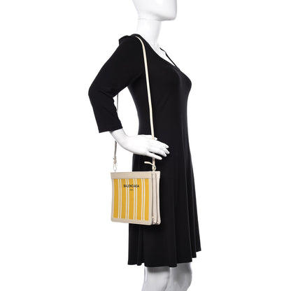 Balenciaga Cotton Canvas Striped Pochette Crossbody Bag Yellow 2 of 14