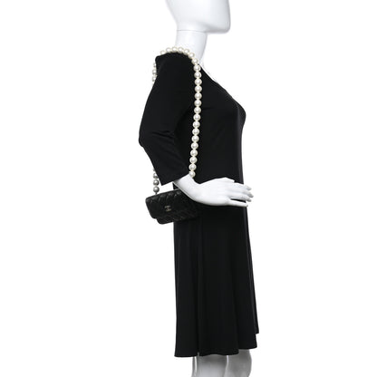 Chanel Calfskin Quilted Maxi Pearls Clutch With Chain Black 2 of 10