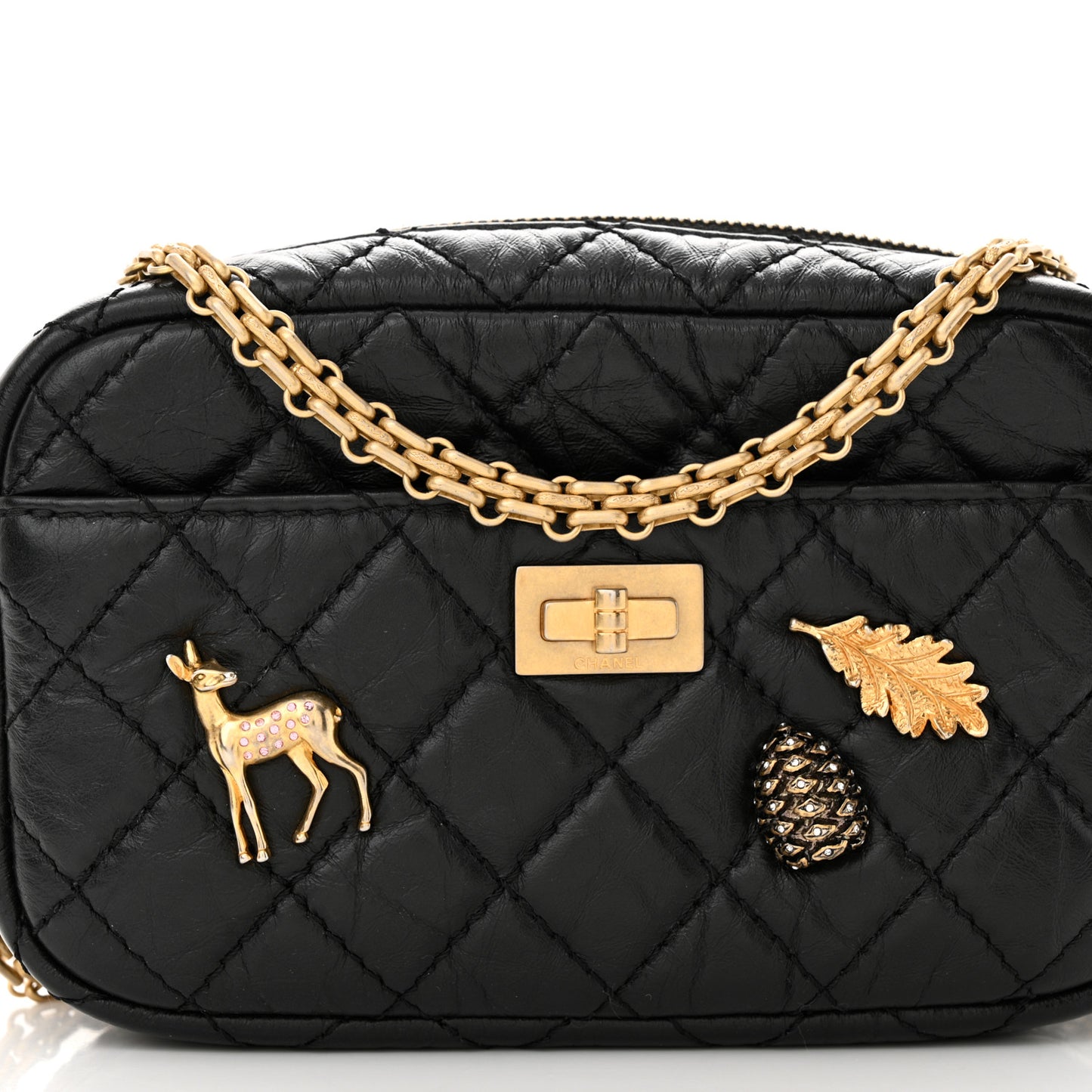 Aged Calfskin Quilted Mini Reissue Camera Case Black