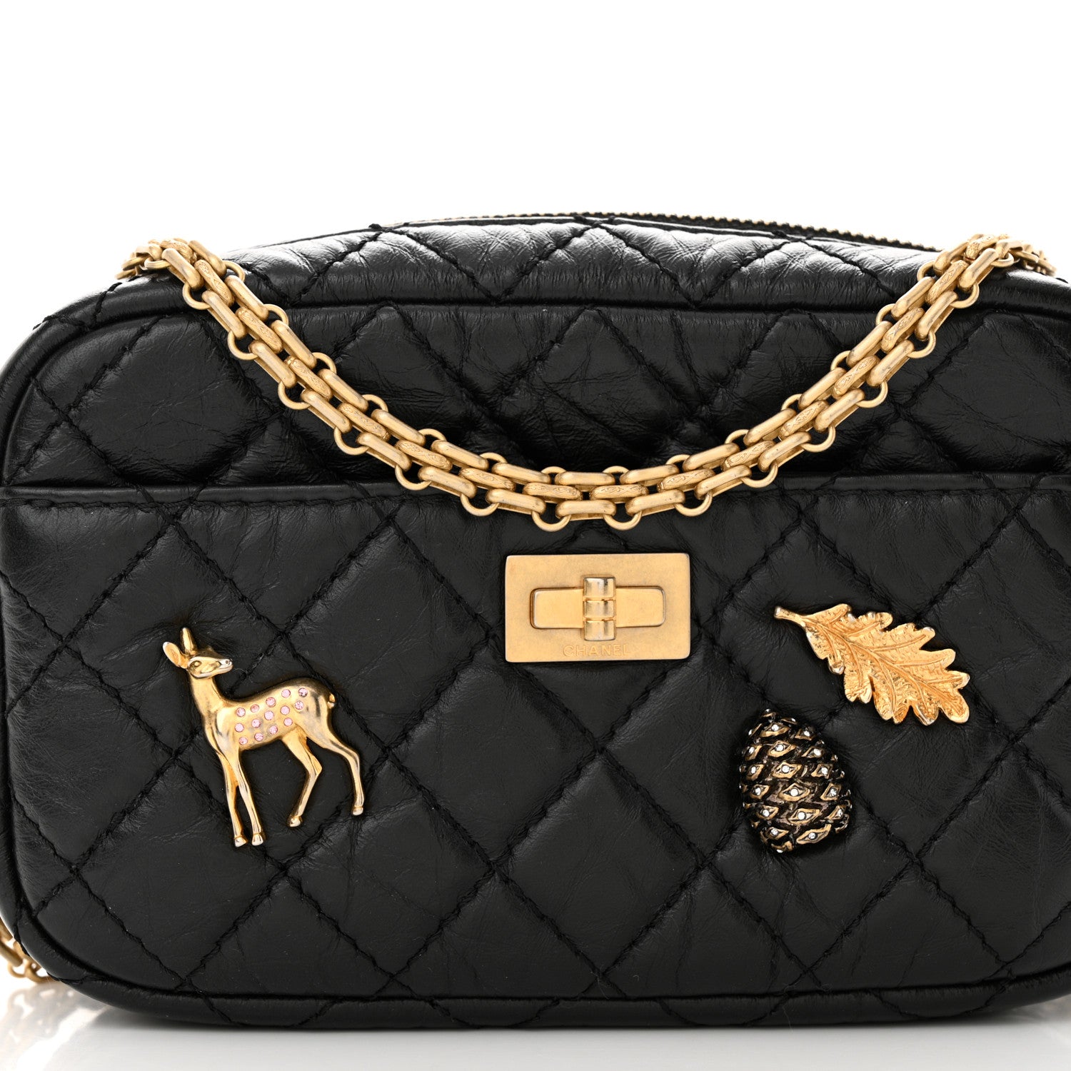 Chanel Aged Calfskin Quilted Mini Reissue Camera Case Black 8 of 10