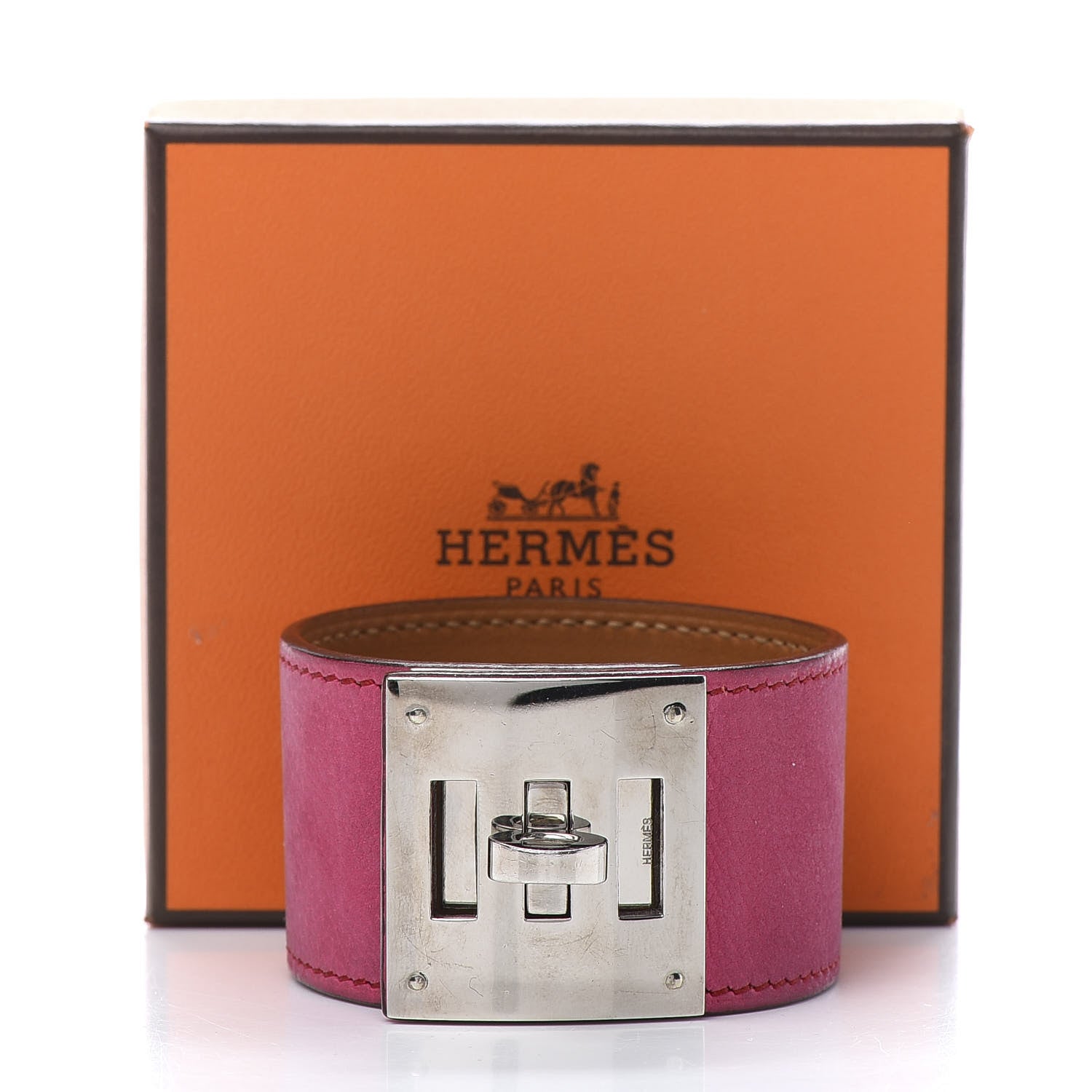 Hermes Taurillon Gaucho Kelly Dog Bracelet Fuchsia 6 of 6