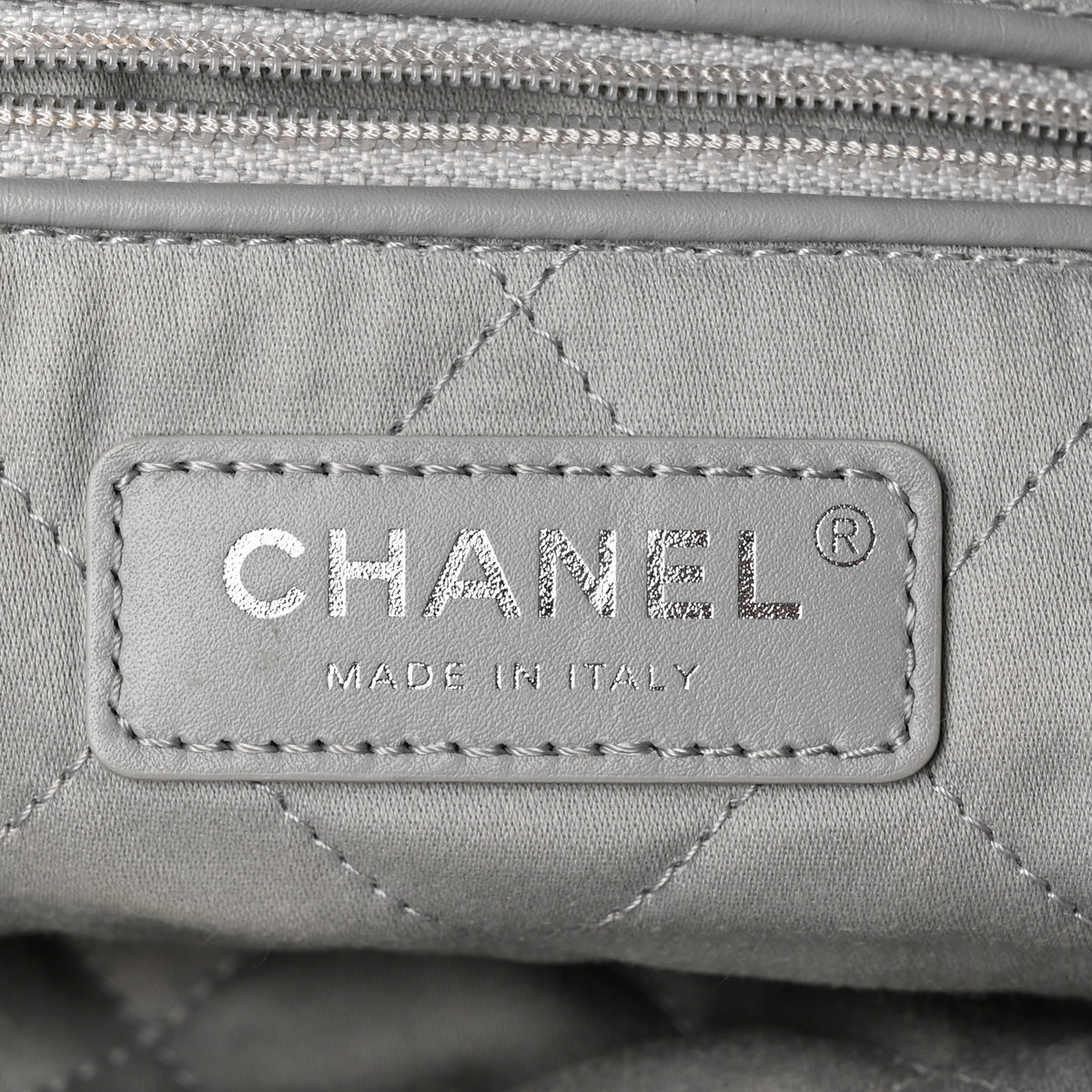 Metallic Calfskin Quilted Chanel 22 Silver