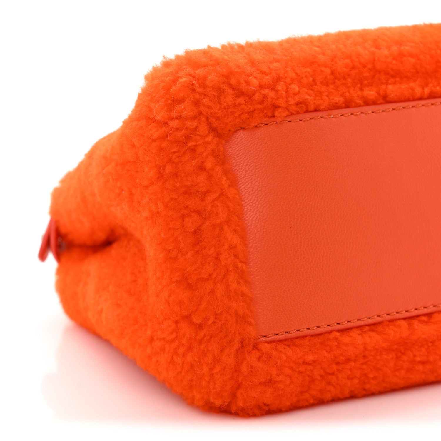 Fendi Shearling Nappa Mini Peekaboo Iconic Satchel Arancio 9 of 12
