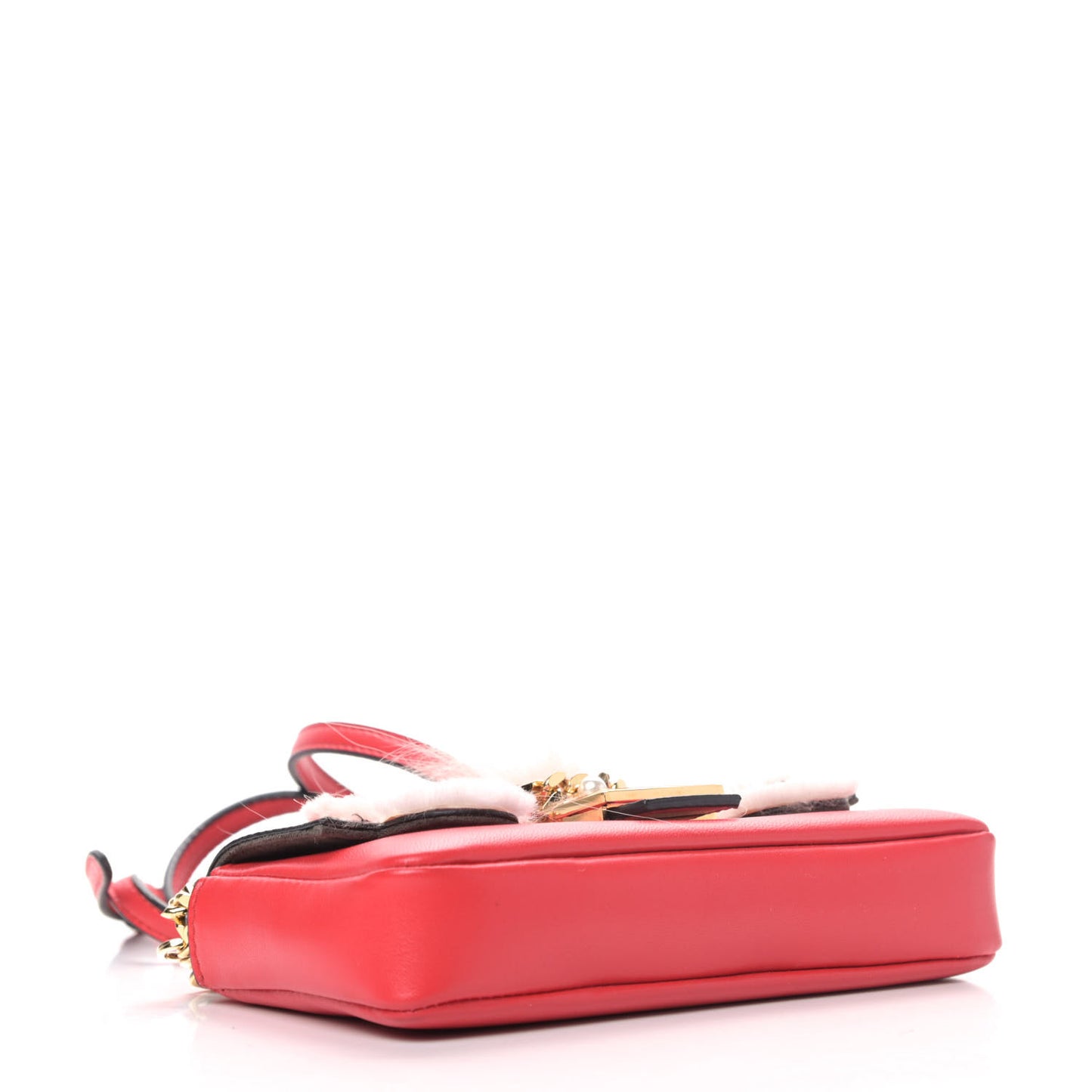Nappa Rabbit Fox Fur Micro Buggie Baguette Fiamma Rosa