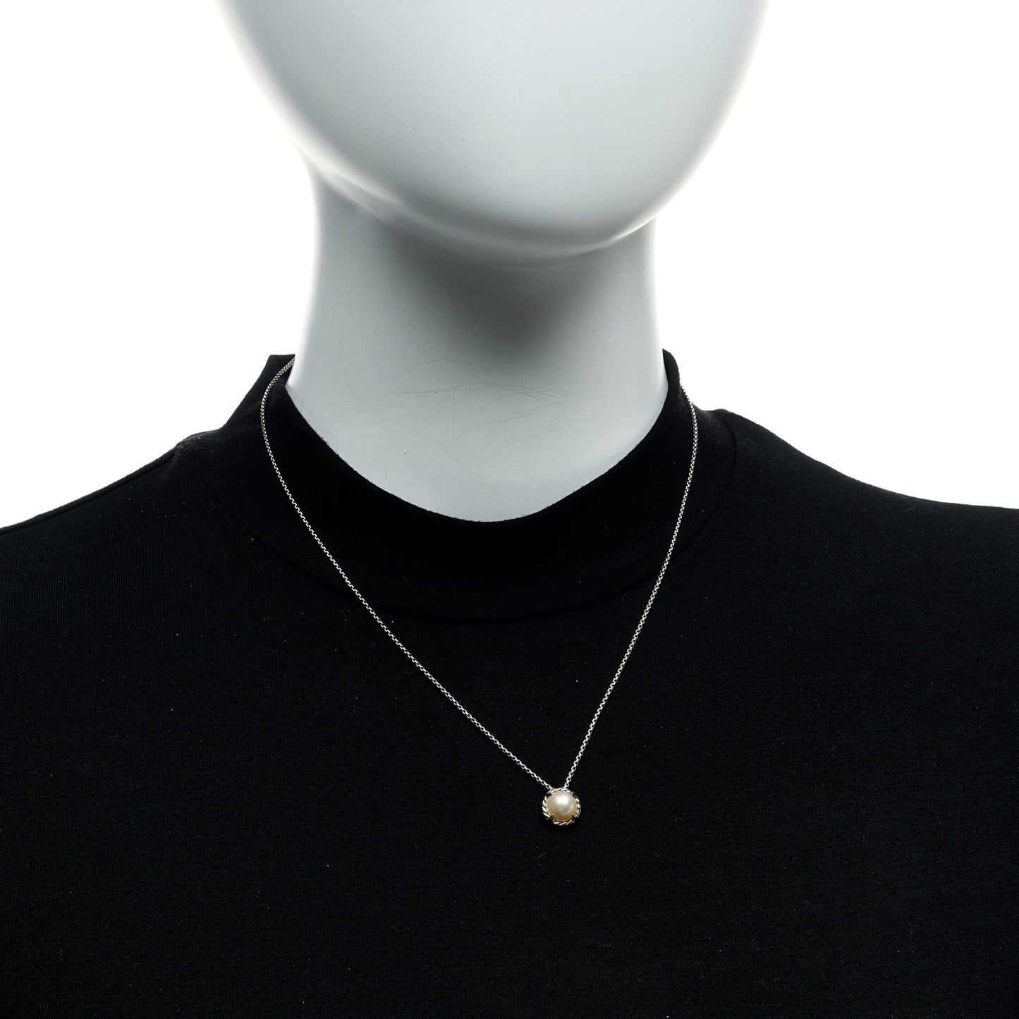 Sterling Silver Pearl 8mm Petite Chatelaine Pendant Necklace