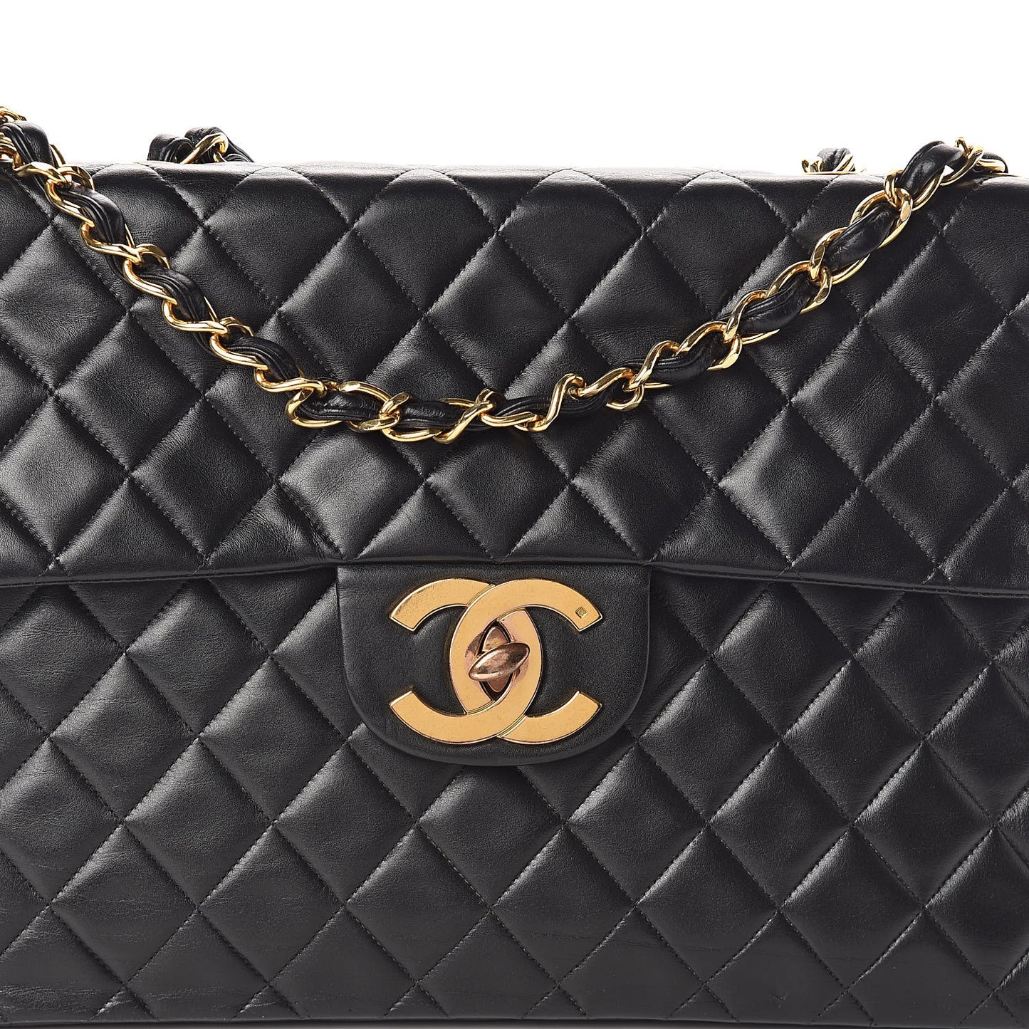 Lambskin Quilted XL Jumbo Single Flap Black