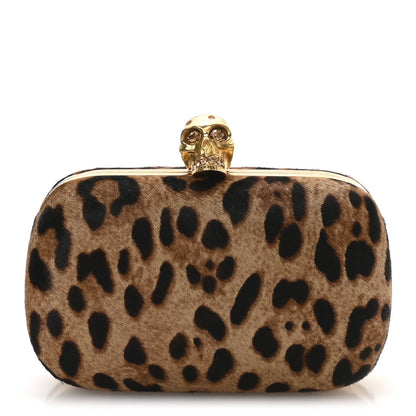 Alexander McQueen Calf Hair Leopard Print Skull Box Clutch 1 of 10