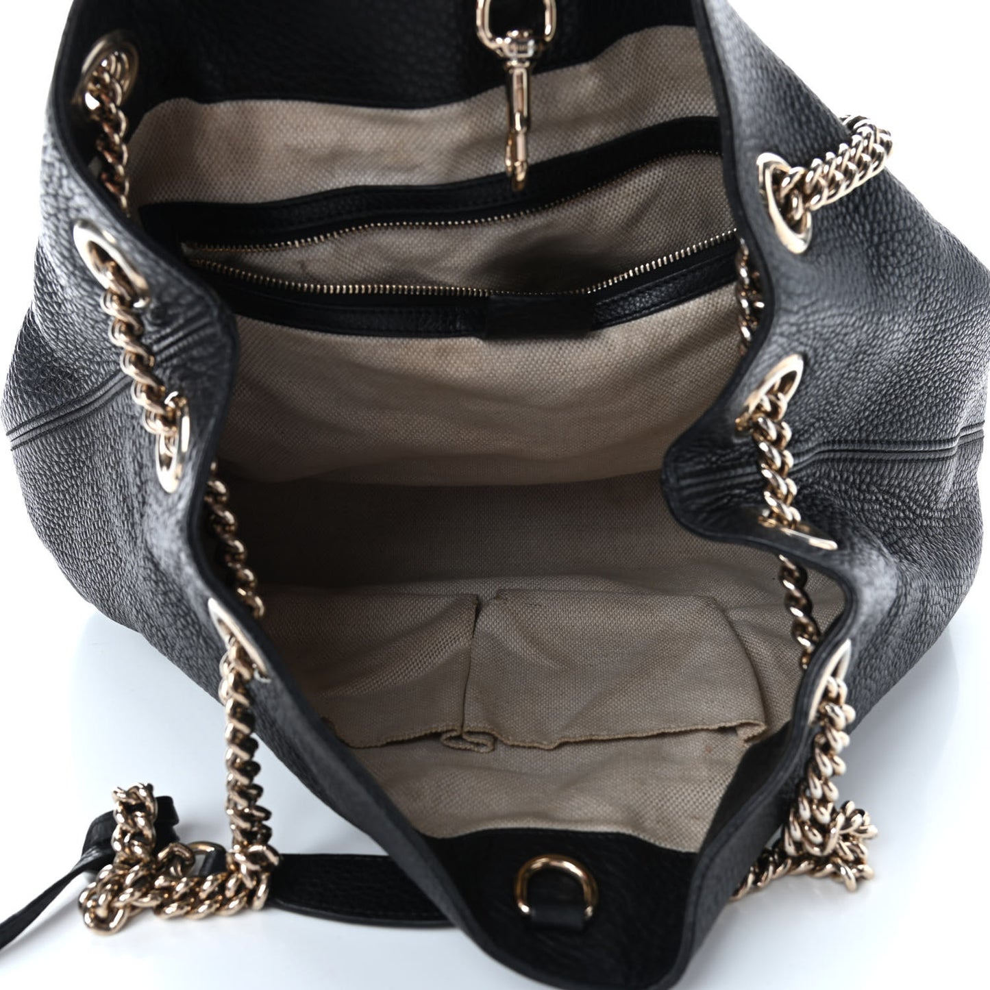 Pebbled Calfskin Medium Soho Chain Shoulder Bag Black