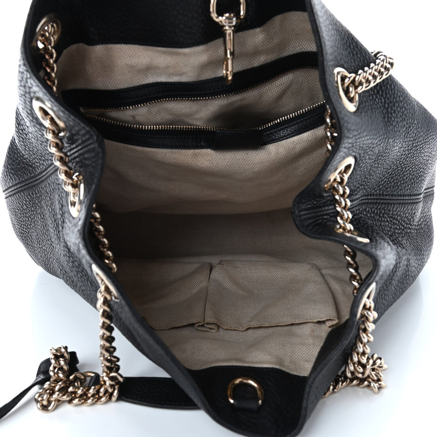 Gucci Pebbled Calfskin Medium Soho Chain Shoulder Bag Black 4 of 6