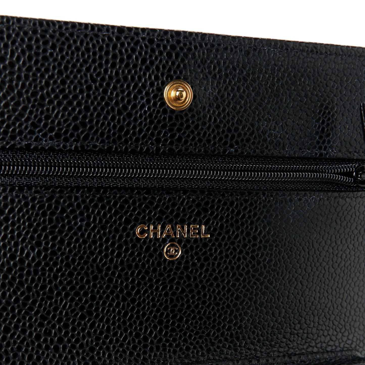 Caviar Quilted Wallet on Chain WOC Black