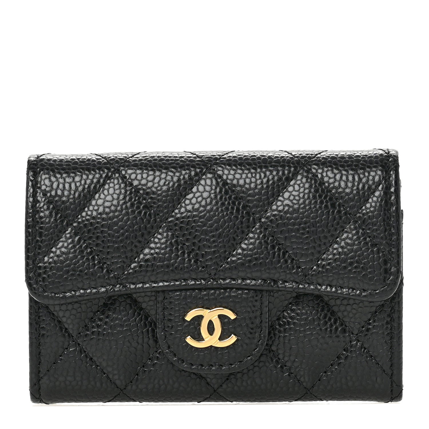 Chanel Caviar Quilted Flap Card Holder Wallet Black 1 of 9