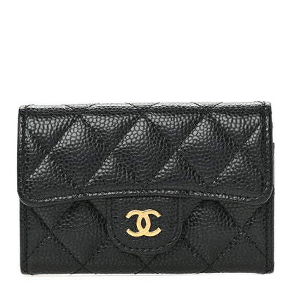 Chanel Caviar Quilted Flap Card Holder Wallet Black 1 of 9