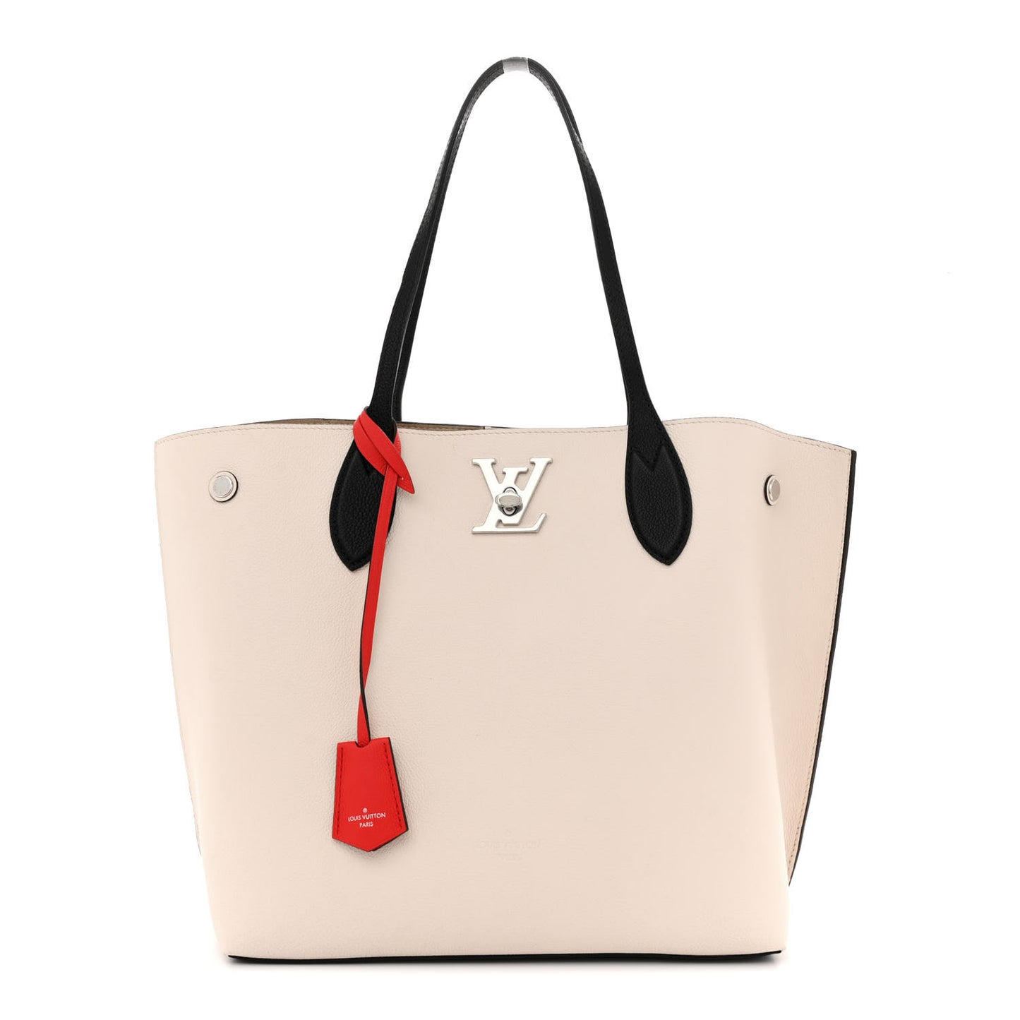 Calfskin Lockme Go Tote Kabuki Red Quartz Black