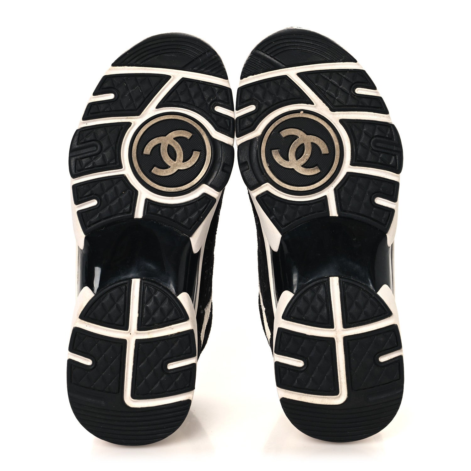 Chanel Suede Calfskin Printed CC Sneakers 36 White Black 6 of 9