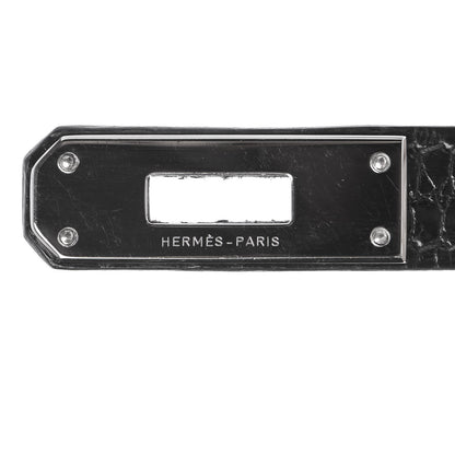 Hermes Shiny Niloticus Crocodile Kelly Cut Pochette Black 12 of 21