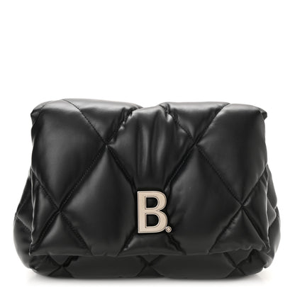 Balenciaga Nappa Calfskin Quilted Touch B Puffy Clutch Black 1 of 10