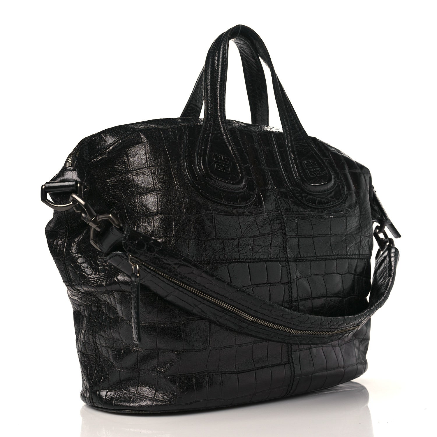 Givenchy Calfskin Crocodile Embossed Medium Nightingale Black 3 of 11