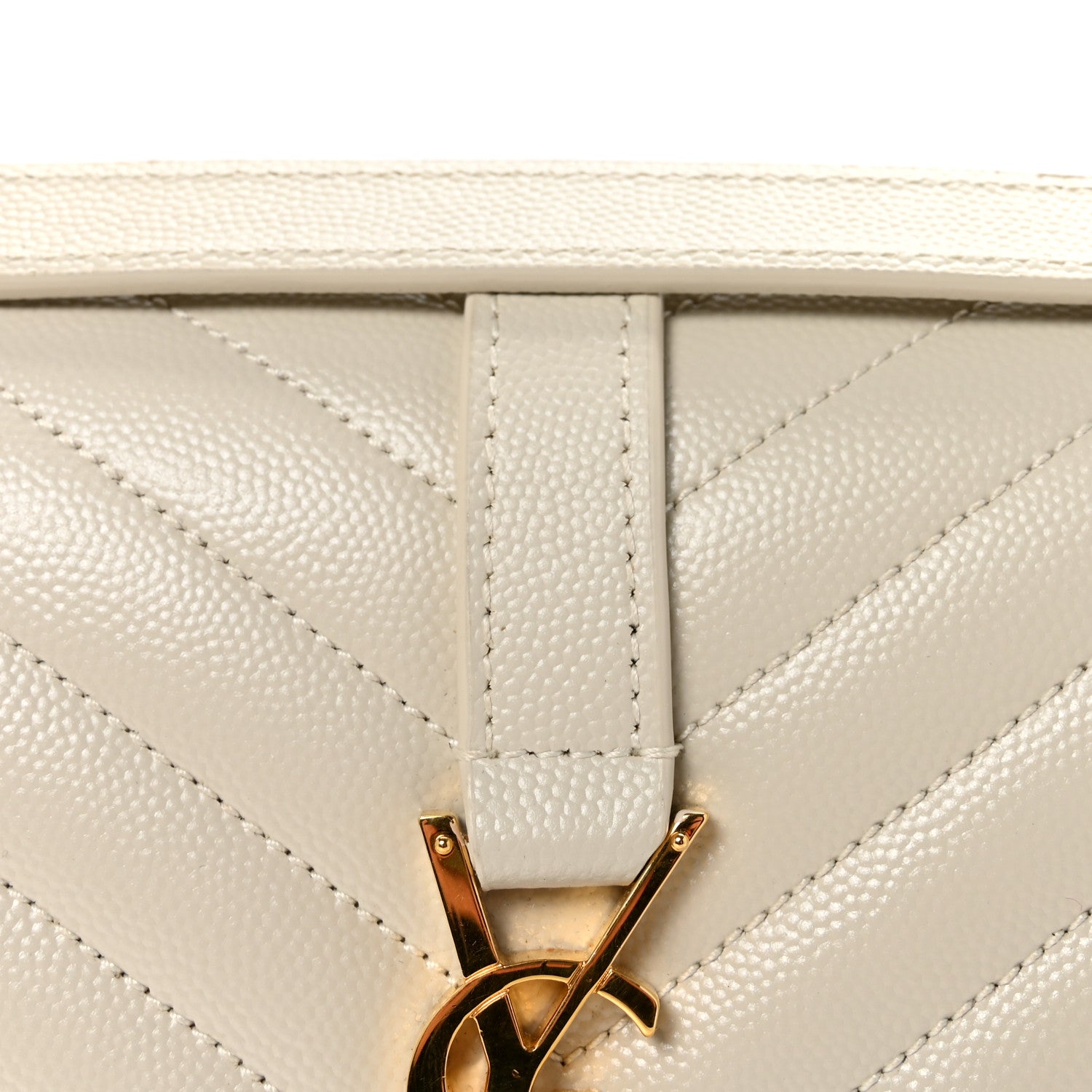 Saint Laurent Grain De Poudre Textured Mixed Matelasse Medium Triquilt Monogram Satchel Crema Soft 7 of 9