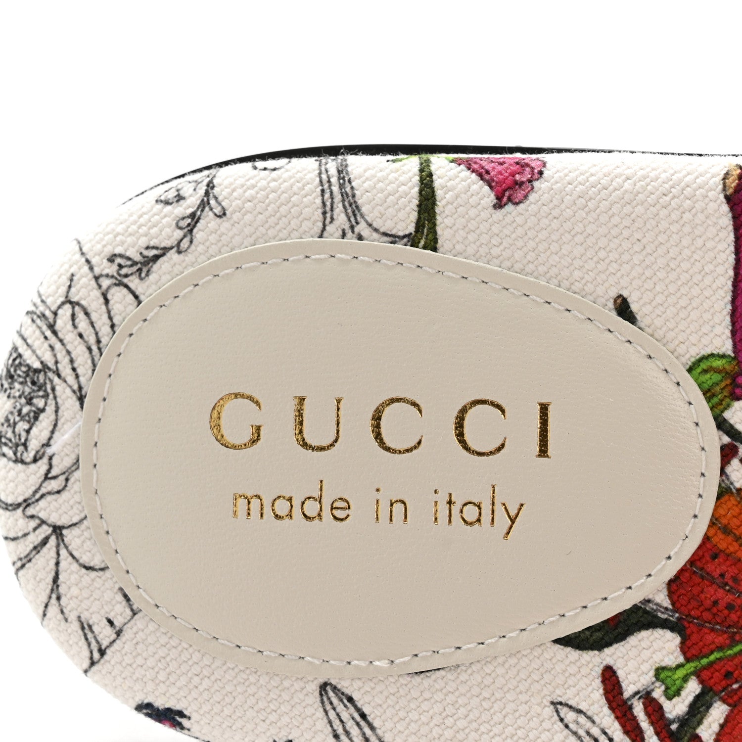 Gucci Canvas Flora Print Horsebit Slide Sandals 37 White 8 of 9