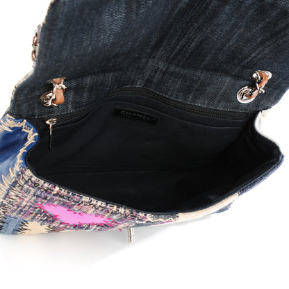 Chanel Denim Tweed Patchwork Jumbo Single Flap Multicolor 5 of 8