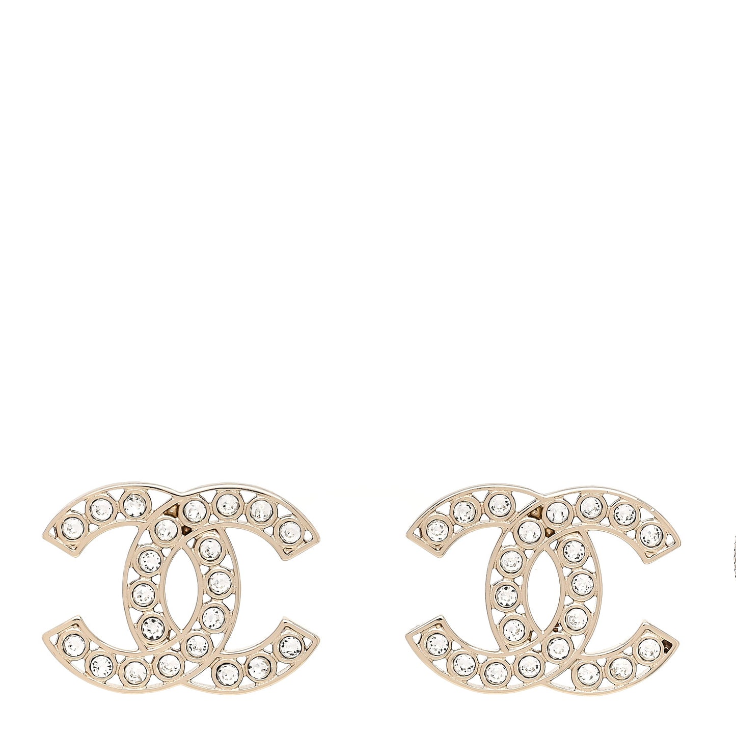Large Strass Crystal CC Earrings Gold