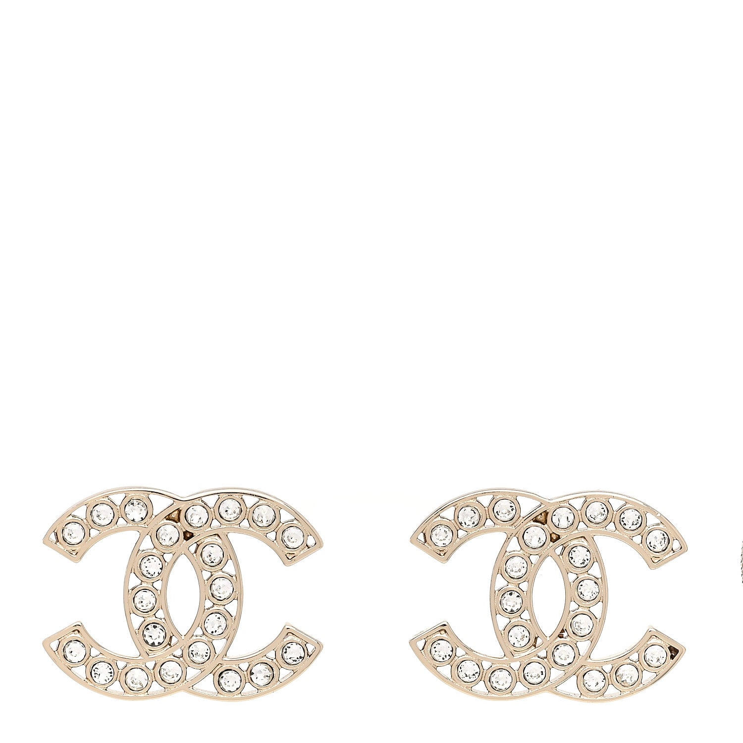 Chanel Large Strass Crystal CC Earrings Gold 1 of 5