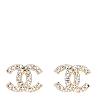 Chanel Large Strass Crystal CC Earrings Gold 1 of 5
