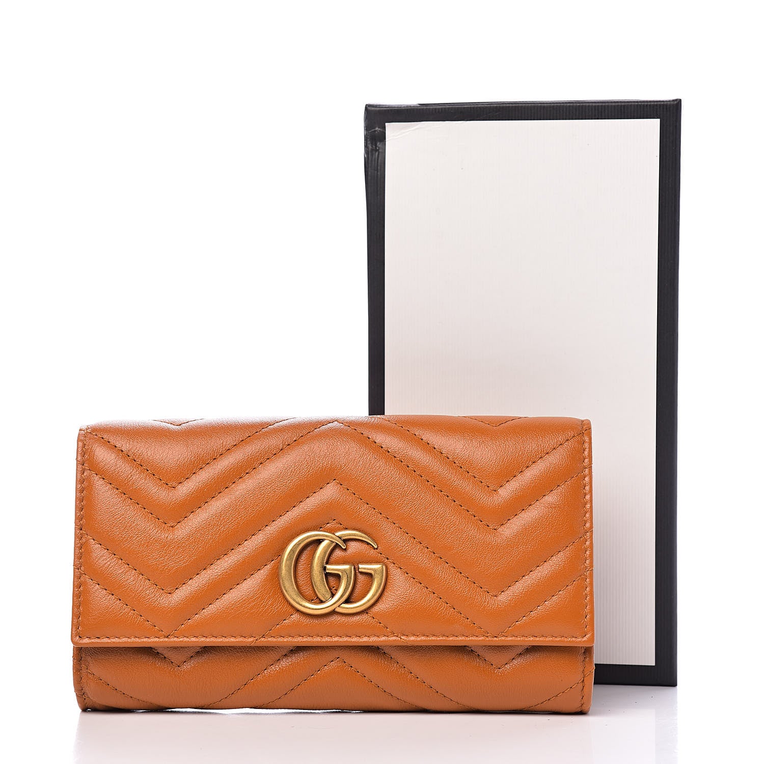 Gucci Calfskin Matelasse GG Marmont Continental Wallet Cognac 9 of 9
