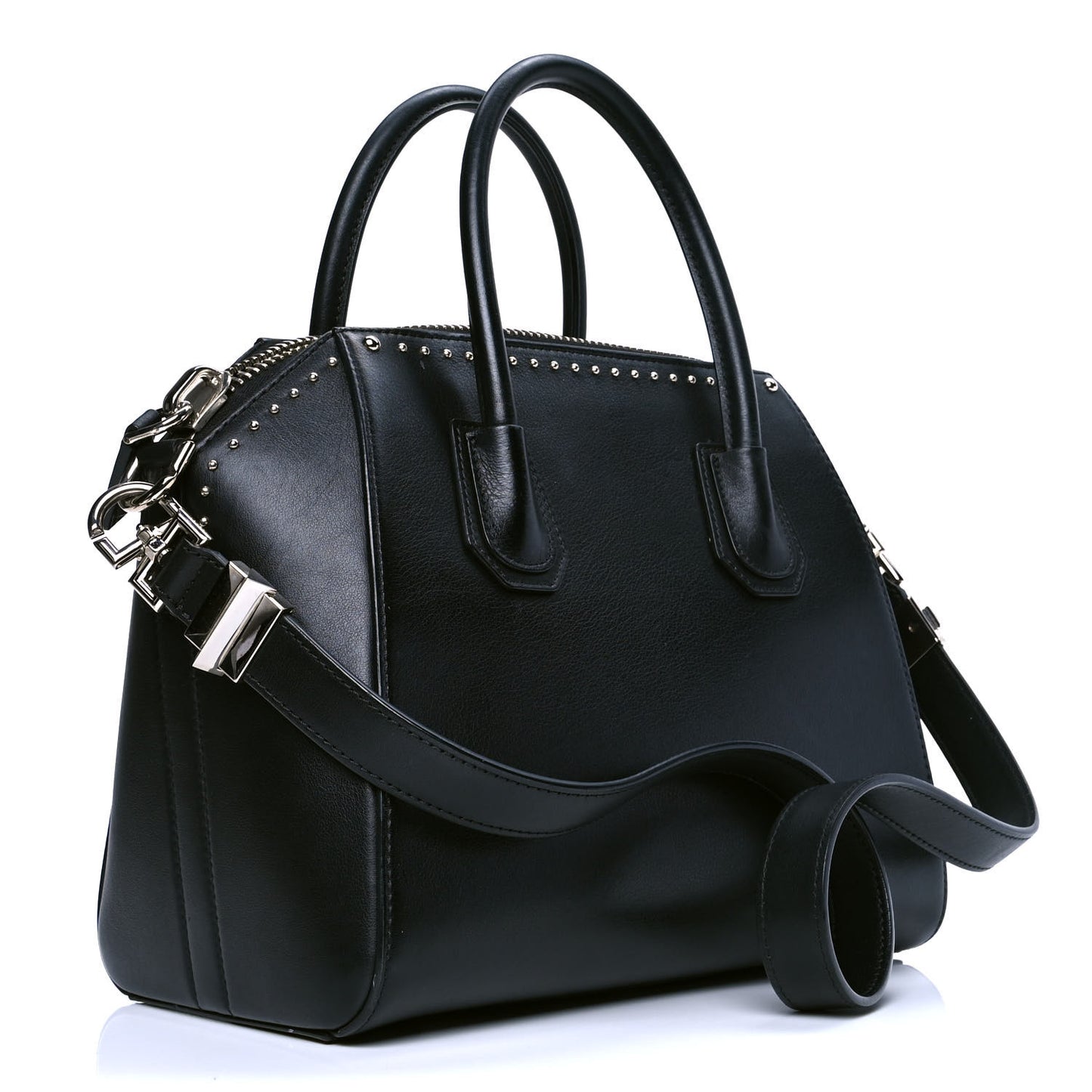 Smooth Calfskin Small Studded Antigona Black