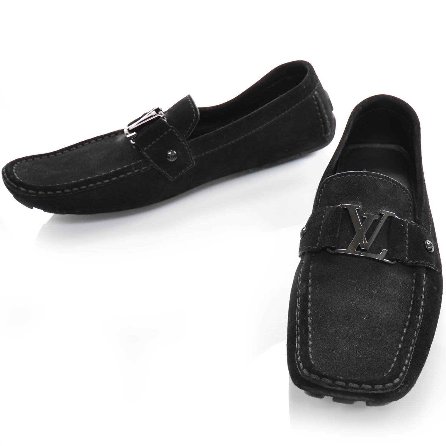 Louis Vuitton Suede Monte Carlo Loafers 8.5 Black 1 of 9