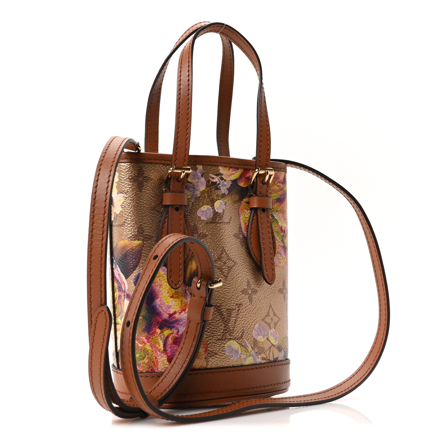 Louis Vuitton Metallic Monogram LV Garden Nano Bucket Bag Gold 3 of 9