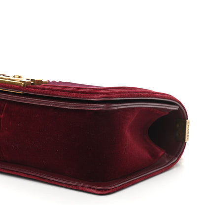Chanel Velvet Chevron Quilted Medium Boy Flap Burgundy 10 of 10