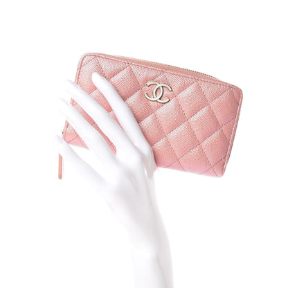 Chanel Iridescent Caviar Quilted Medium Zip Around Wallet Pink 2 of 11