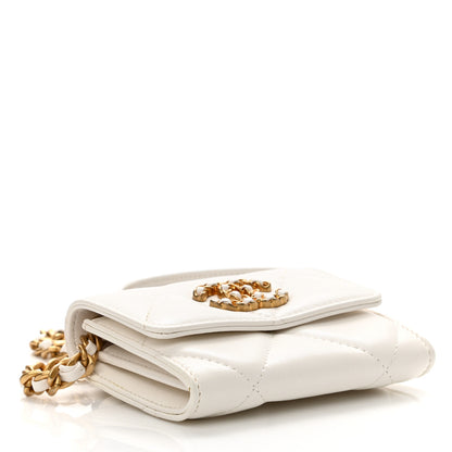 Chanel Lambskin Quilted Chanel 19 Flap Coin Purse With Chain White 4 of 12
