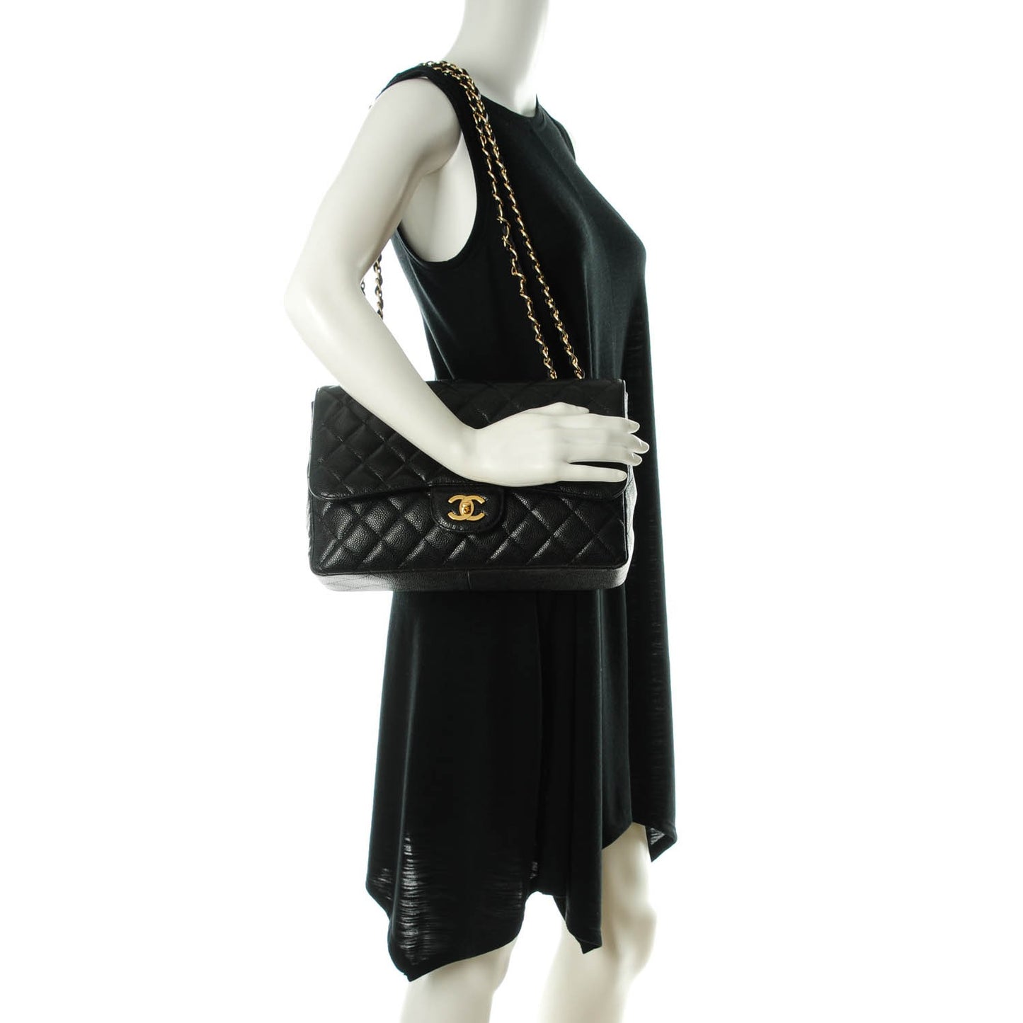 Caviar Quilted Jumbo Single Flap Black