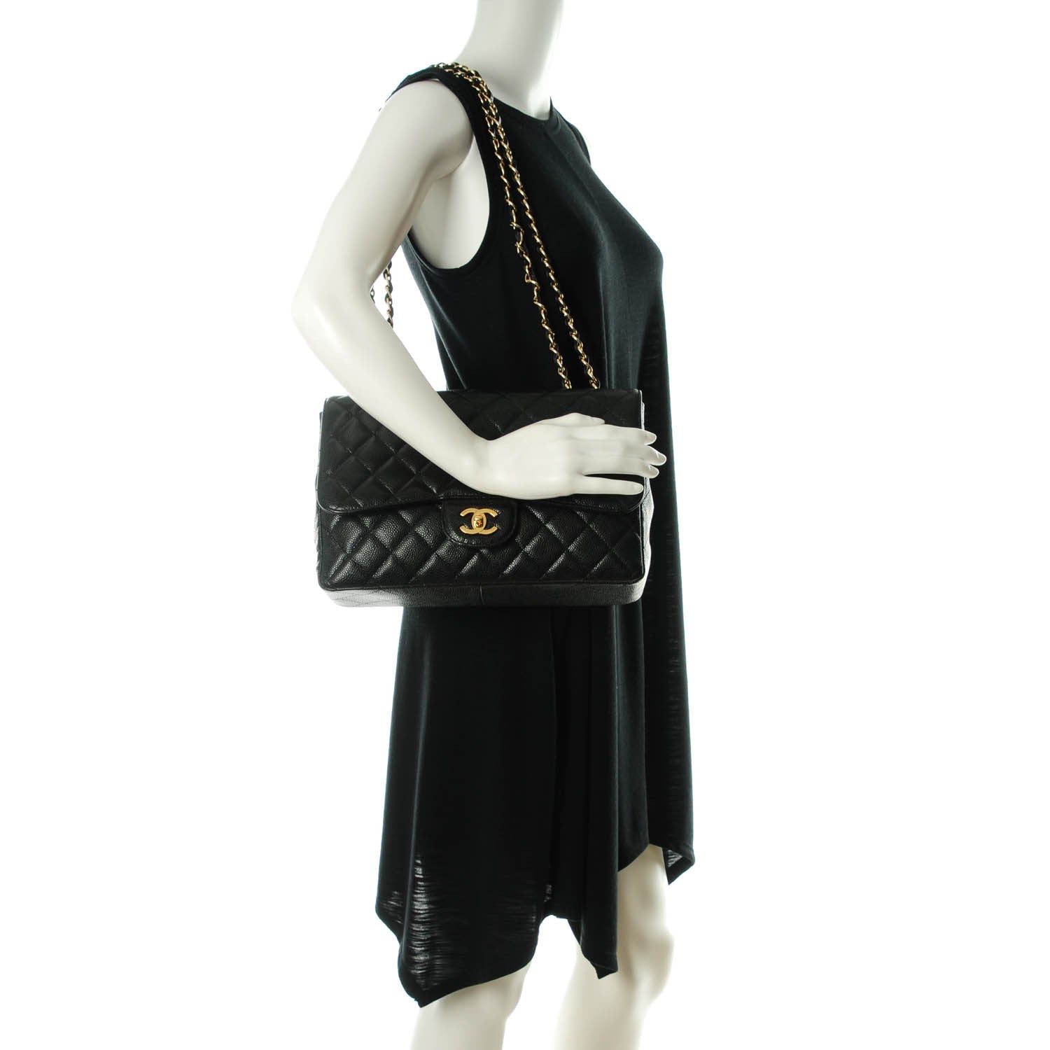 Chanel Caviar Quilted Jumbo Single Flap Black 2 of 8
