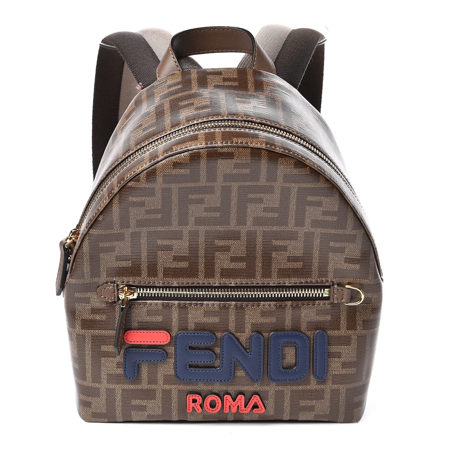 X FILA Glazed Fabric Vitello Century FF 1974 Mania Mini Backpack Mogano Panna Blueberry