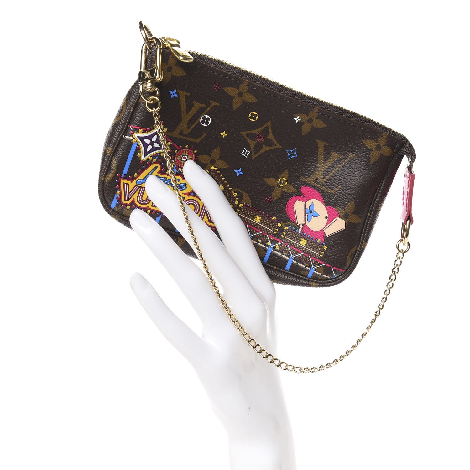 Louis Vuitton Monogram 2020 Christmas Animation Roller Coaster Mini Pochette Accessories Pivoine 2 of 7