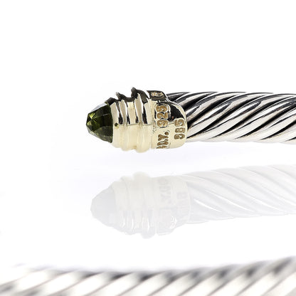 David Yurman Sterling Silver 14K Yellow Gold Peridot 5mm Cable Classics Bracelet 5 of 5