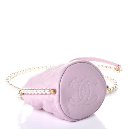 Chanel Calfskin Quilted Pearl Mini About Pearls Drawstring Bucket Light Pink 4 of 11