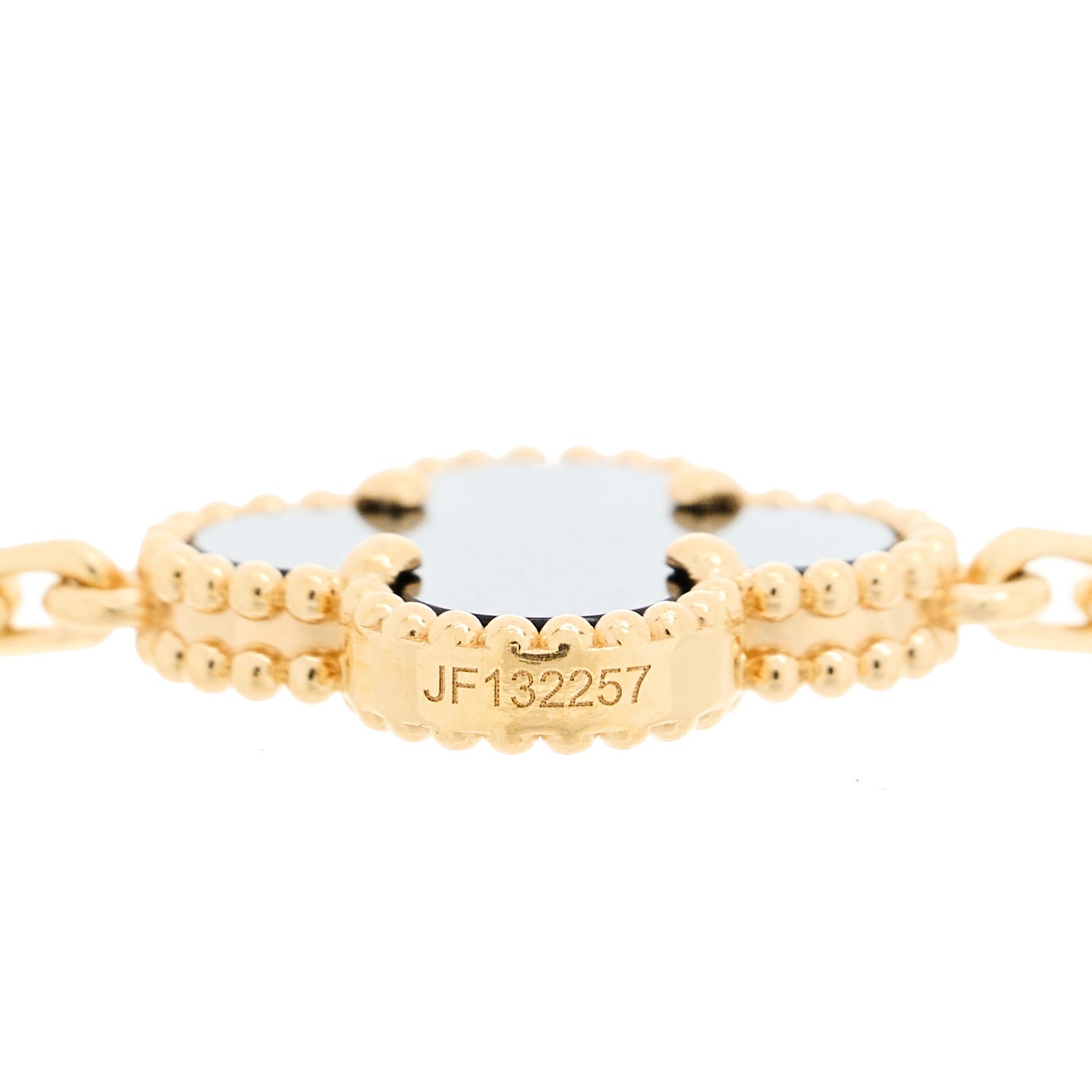 18K Yellow Gold Black Onyx 5 Motifs Vintage Alhambra Bracelet