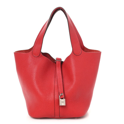 Hermes Taurillon Clemence Picotin Lock 22 MM Rouge Casaque 1 of 10