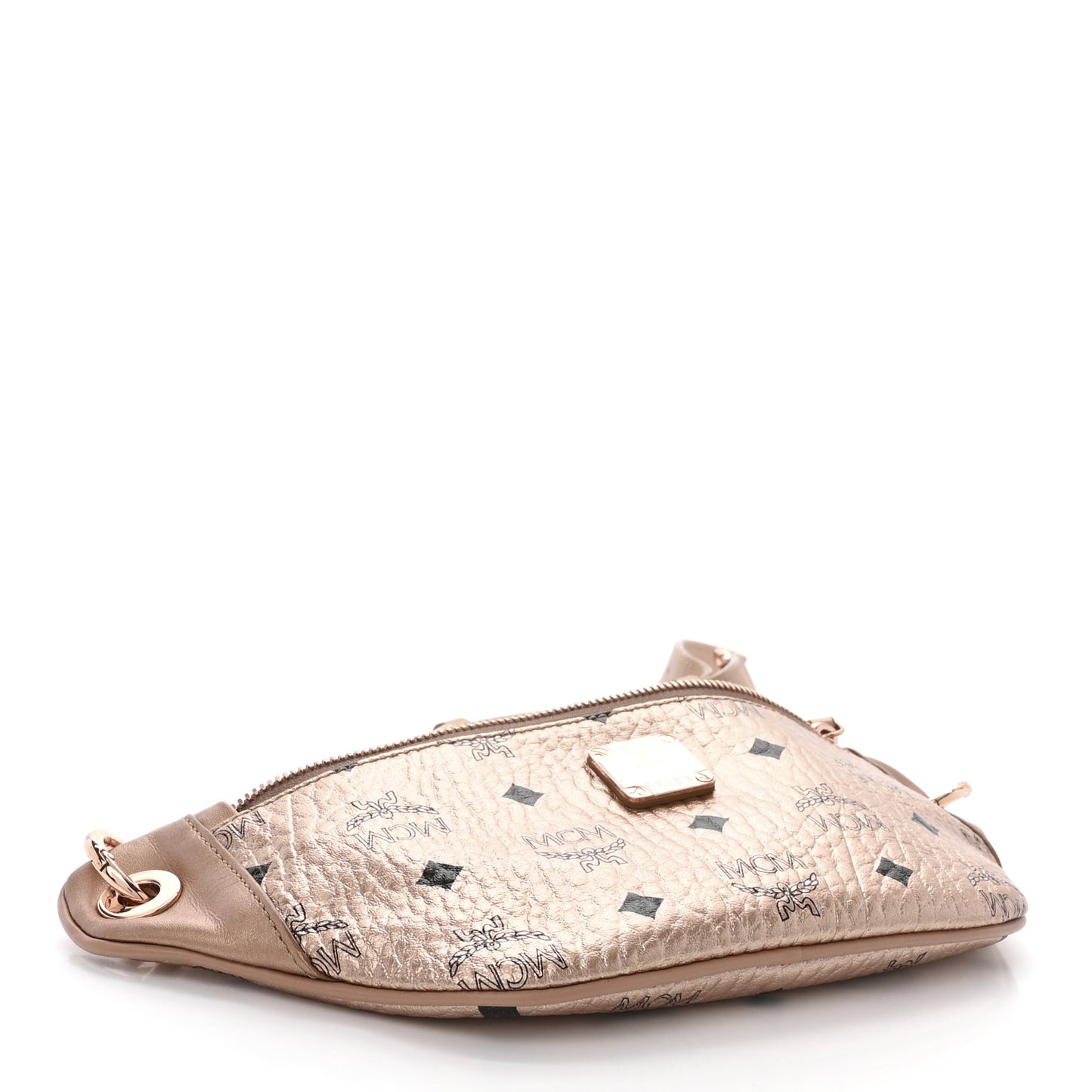 Metallic Visetos Mini Stark Crossbody Chain Belt Bag Champagne Gold