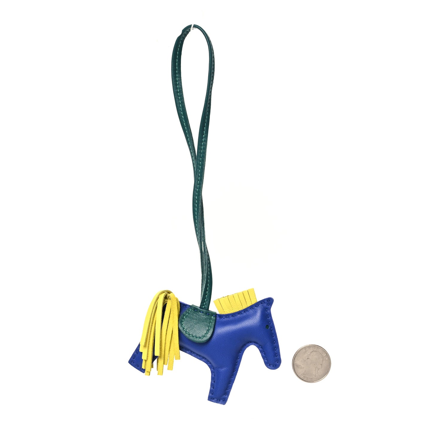Milo Lambskin Grigri Rodeo Horse Bag Charm PM Bleu Electrique Lime Malachite