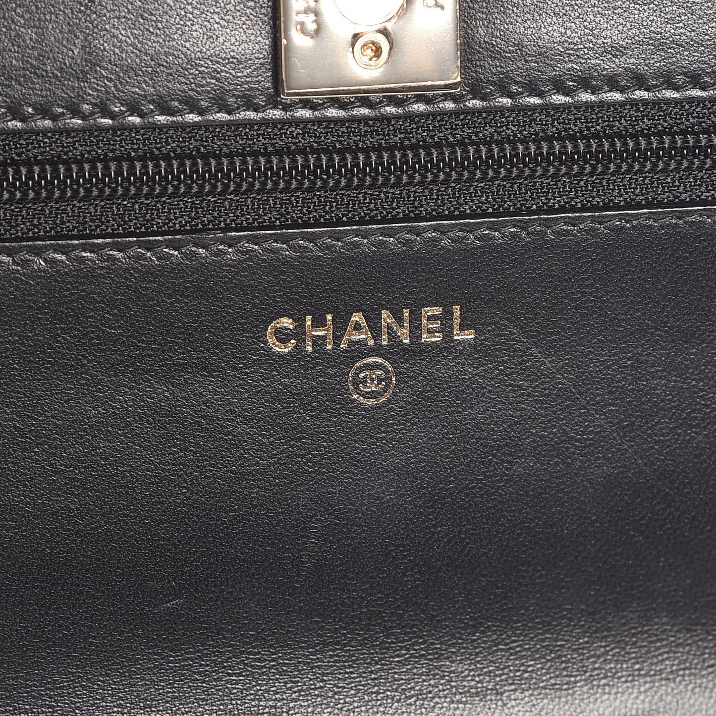 Lambskin Quilted Trendy CC Wallet On Chain WOC Black