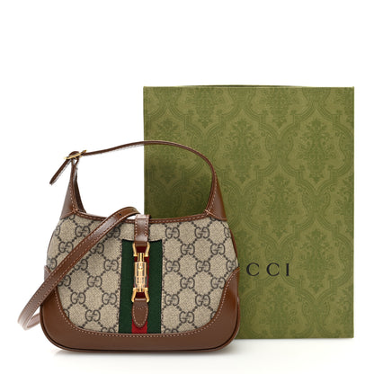 Gucci GG Supreme Monogram Azalea Calfskin Web Mini Jackie 1961 Hobo Beige Ebony Brown Sugar 10 of 10