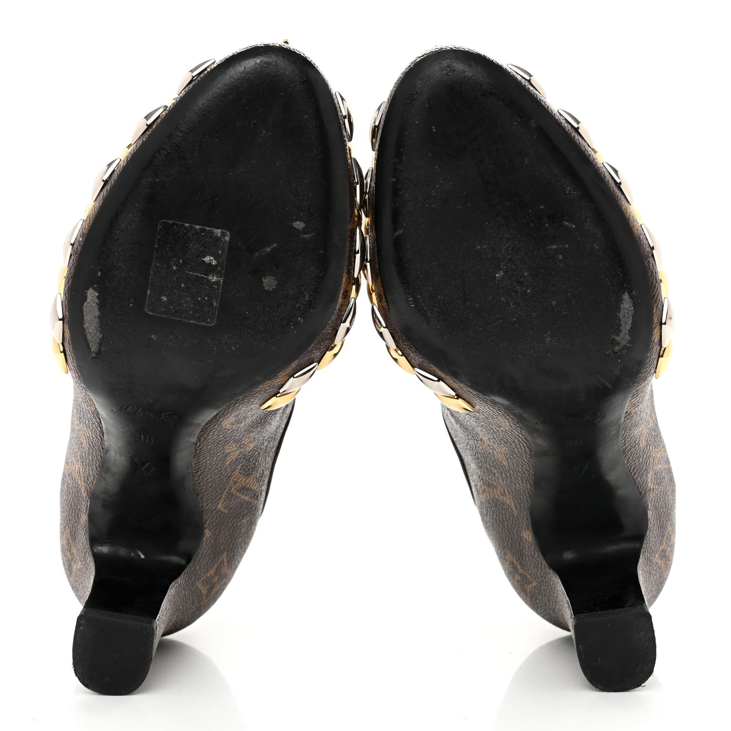 Monogram Gold Rush Studded Uniformes Cap Toe Chelsea 75mm Ankle Boots 38