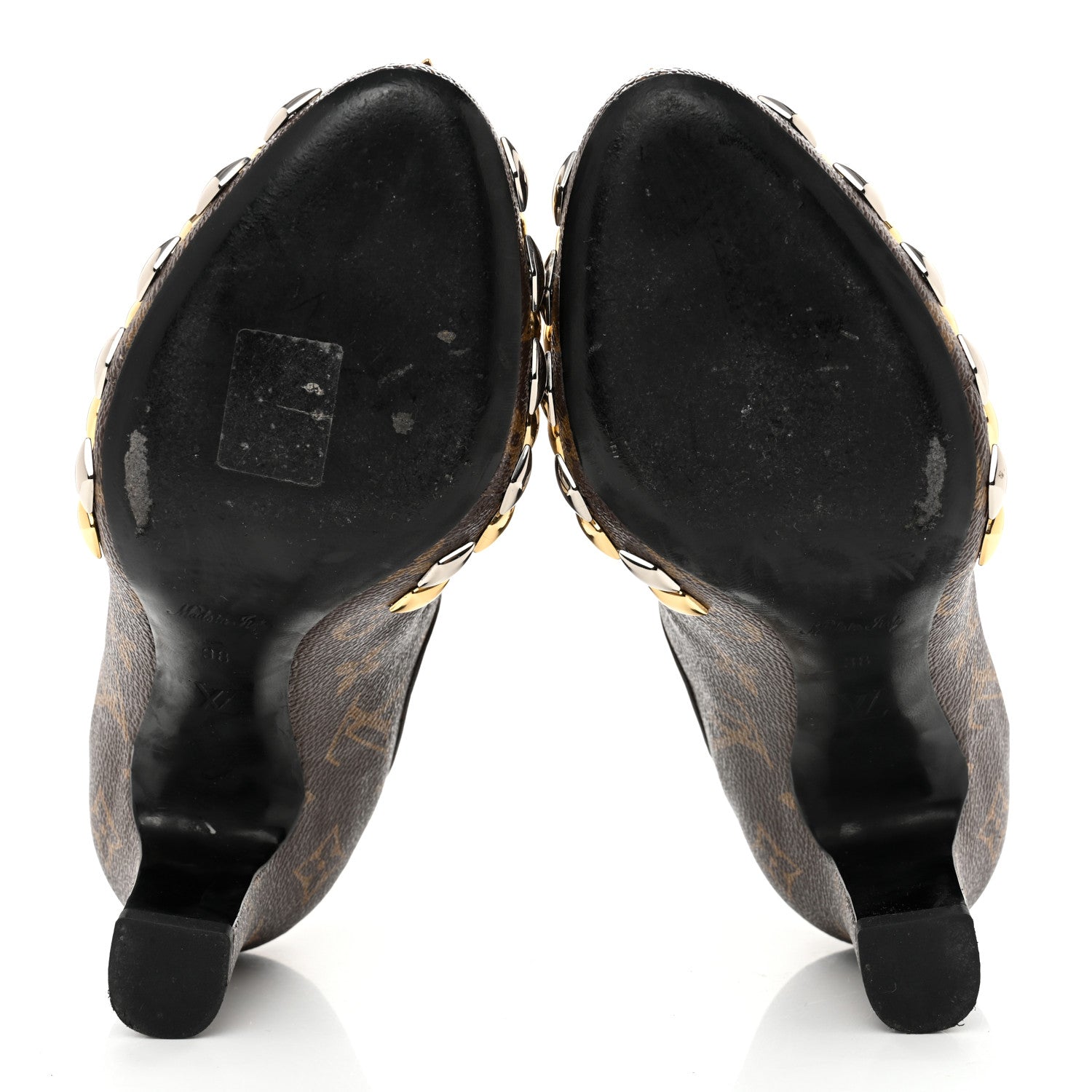 Louis Vuitton Monogram Gold Rush Studded Uniformes Cap Toe Chelsea 75mm Ankle Boots 38 5 of 9