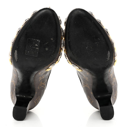 Louis Vuitton Monogram Gold Rush Studded Uniformes Cap Toe Chelsea 75mm Ankle Boots 38 5 of 9