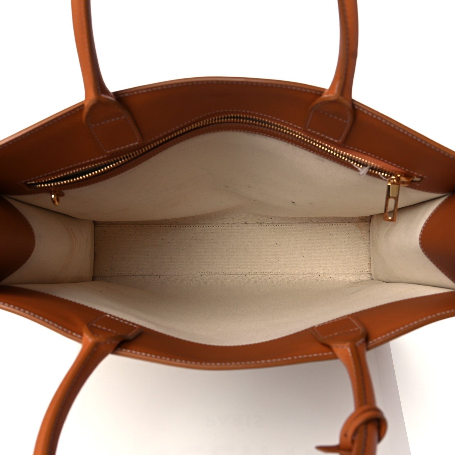 Celine Canvas Calfskin Vertical Cabas Natural Tan 4 of 11